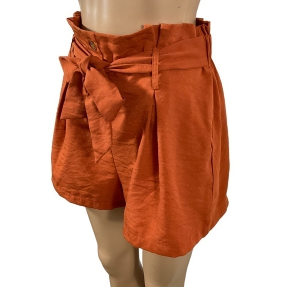 Peach paperbag short Women’s Tie shorts size Large  rust orange - Picture 3 of 10